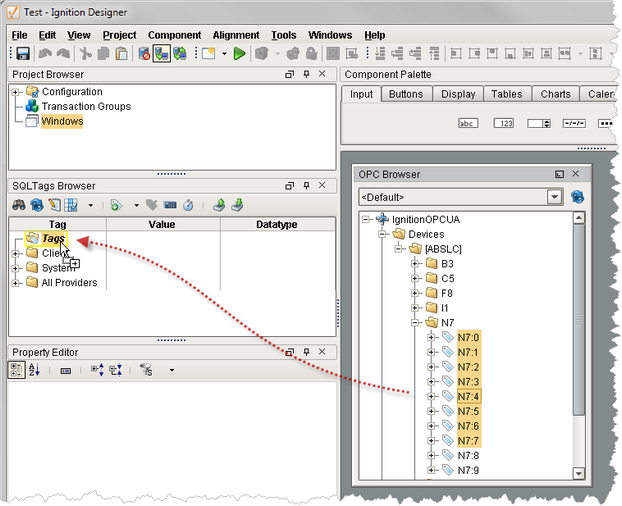 Creating SQLTags from the OPC browser