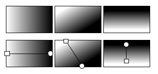 The same gradient, applied differently to the same shape.